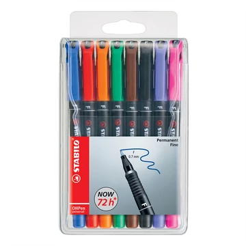 Alkoholos marker készlet 0,7mm, STABILO OHPen F, 8 klf. szín