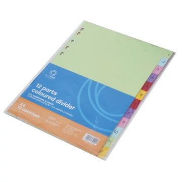 Elválasztólap, színes karton 12 részes Bluering®