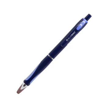 Golyóstoll nyomógombos Bluering® V5 kék test gumírozott fogó, írásszín kék