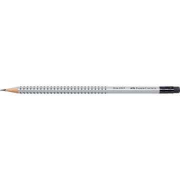 Grafitceruza B,radíros háromszögletű GRIP 2001 Faber-Castell ezüst test