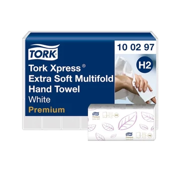 Kéztörlő 2 rétegű Interfold hajtogatású 100 lap/csomag 21 cs/karton Extra Soft Xpress® Multifold H2 Tork_100297 fehér