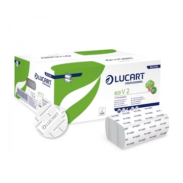 Kéztörlő 2 rétegű V hajtogatott 190 lap/csomag 20 csomag/karton Eco V 2 Lucart _863046 fehér