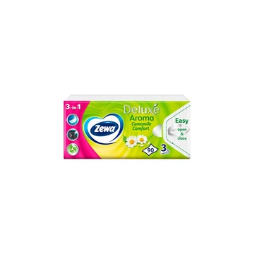 Papírzsebkendő 3 rétegű 90 db/csomag Zewa Deluxe Camomile Comfort