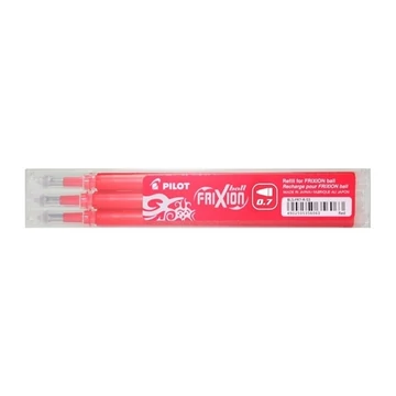 Rollertoll betét golyóméret 0,7mm, 3 db/csom Pilot Frixion Ball/Clicker, írásszín piros
