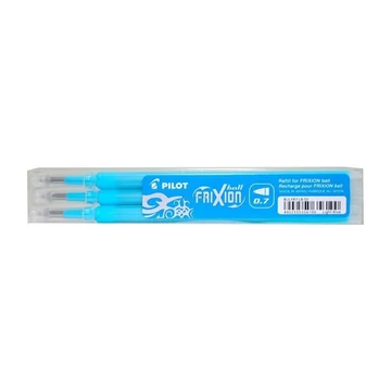 Rollertoll betét golyóméret 0,7mm, 3 db/csom Pilot Frixion Ball/Clicker, írásszín világoskék