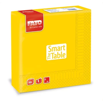 Szalvéta 2 rétegű 1/4 hajtású 33 x 33 cm 50 lap/csomag Smart Table Fato_82623000 sárga