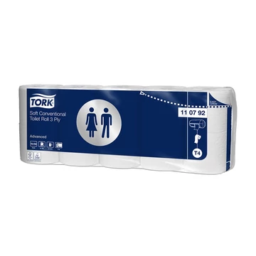 Toalettpapír 3 rétegű kistekercses átmérő: 12 cm 150 lap/tekercs 10 tekercs/csomag Advanced T4 Tork_110792 fehér