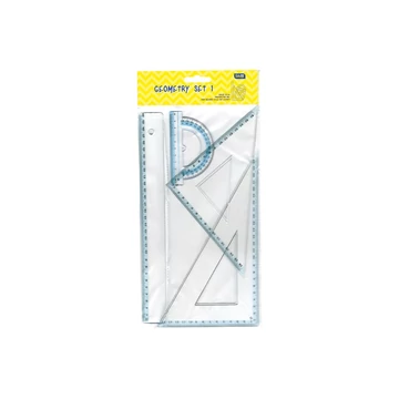 Vonalzókészlet, 30 cm egyenes vonalzó, szögmérő, 45° 16 cm és 60°, 23 cm háromszög vonalzó, 4 db/bliszter Educa