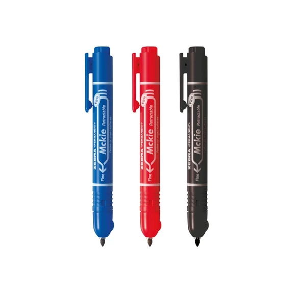 Alkoholos marker 1,3 mm, nyomógombos, Mckie Retractable Zebra  írásszín piros
