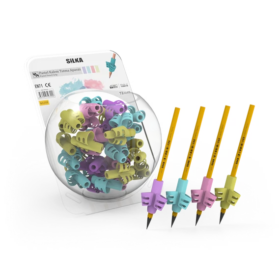 Ceruza markolat, fogássegítő, szilikon, pasztell, 72 db/display, Silka