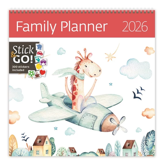 Falinaptár képes 300 x 300 mm, fehér lapokkal Family Planner Dayliner 2026.