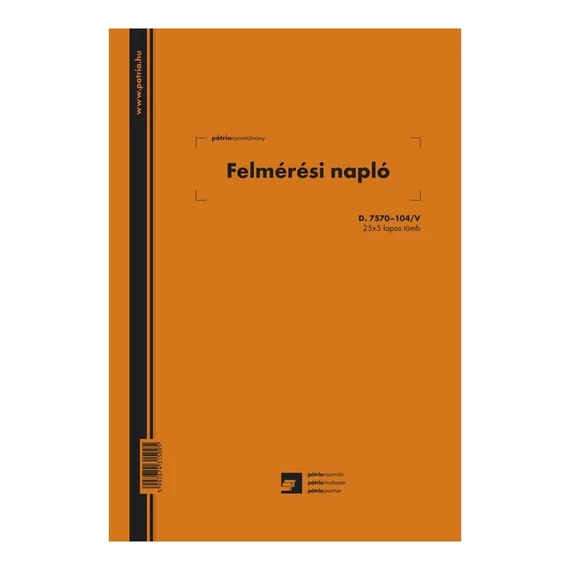Felmérési napló A4, 20x5lap