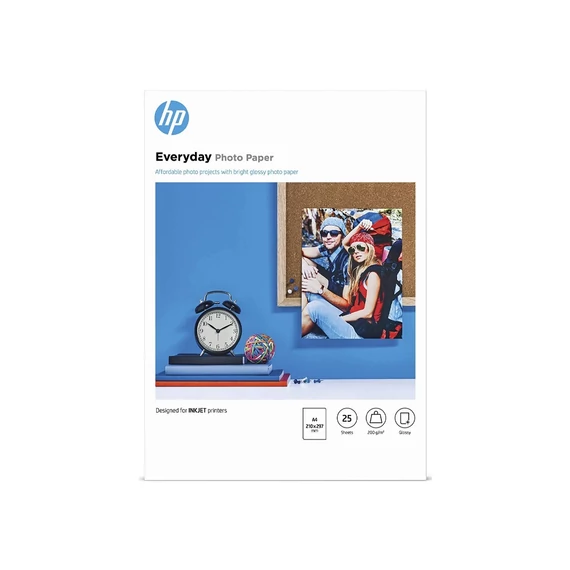 Fotópapír, tintasugaras, A4, 200 g, fényes 25ív/csomag, HP Q5451A