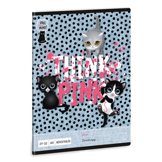 Füzet iskolai A5, 32lap, kockás 27-32 Ars Una THINK-PINK (5285) 23 10db/csomag