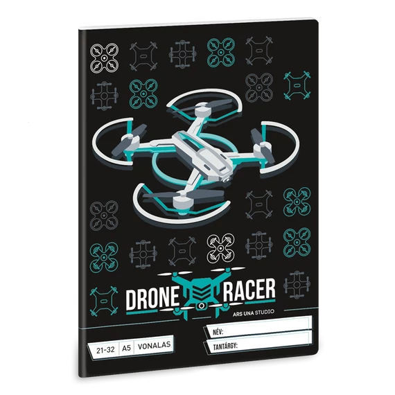 Füzet iskolai A5, 32lap, vonalas 21-32 4-8 osztályos Ars Una DRONE RACER (5131) 22  10db/csomag