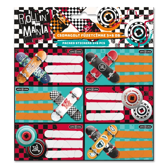 Füzetcímke (3*6 db) Ars Una ROLLIN MANIA (5228) 22