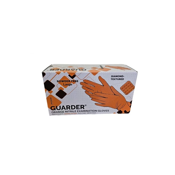 Gumikesztyű nitril púdermentes M 100 db/doboz Maxter/Guarder®Orange Diamond Prémium