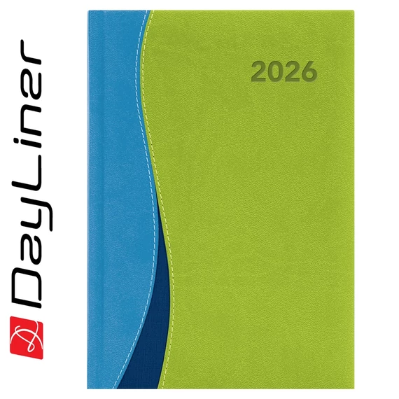 Határidőnapló Dubai A5 napi, fehér lapokkal kék-zöld Dayliner 2026.