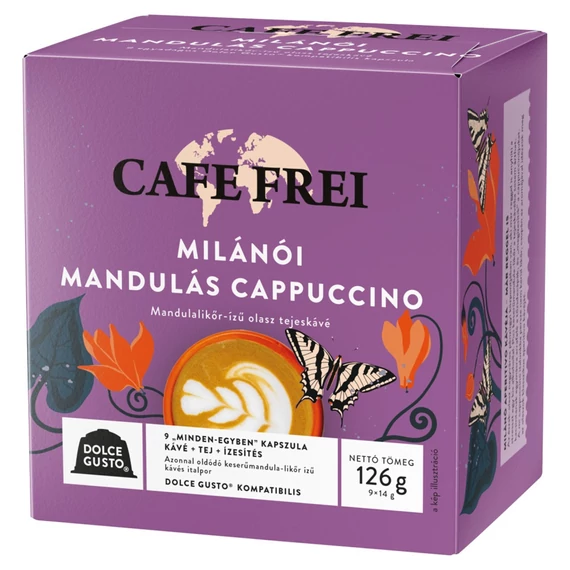 Kávékapszula, Dolce Gusto kompatibilis, Cafe Frei Milánói mandulás cappuccino 9db kapszula