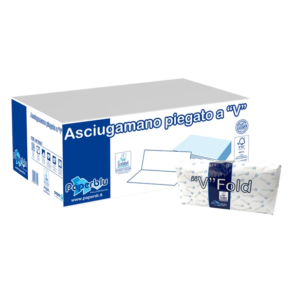 Kéztörlő 2 rétegű V hajtogatású 100 % cellulóz 210 lap/csomag 15 csomag/karton Paperdi_AV81621 fehér