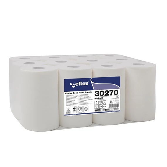 Kéztörlő 2 rétegű tekercses átmérő: 13 cm 100% cellulóz hófehér 12 tekercs/karton Celtex_30270