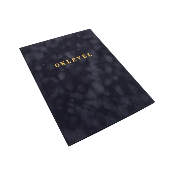 Oklevéltartó A4, prémium, arany nyomattal, Bluering® fekete
