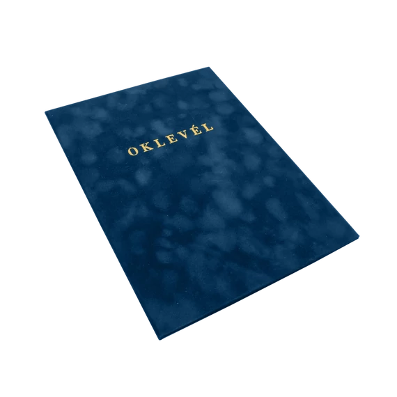 Oklevéltartó A4, prémium, arany nyomattal, Bluering® kék