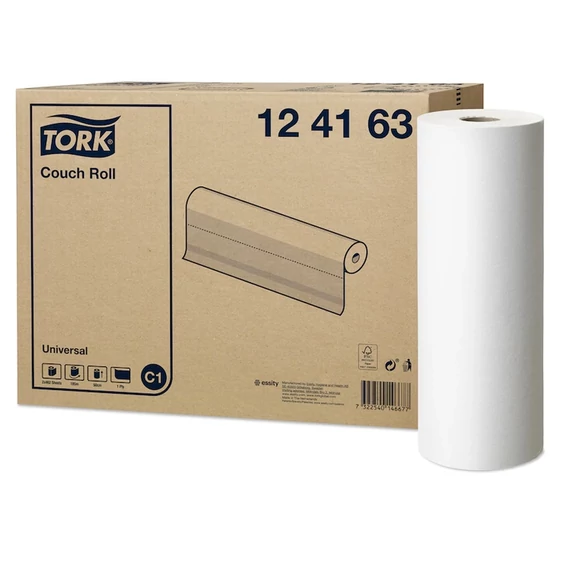 Orvosi papírlepedő 1 rétegű tekercses 58 x 40 cm 185,2 m/tek 2 tekercs/karton C1 Universal Tork_124164 fehér