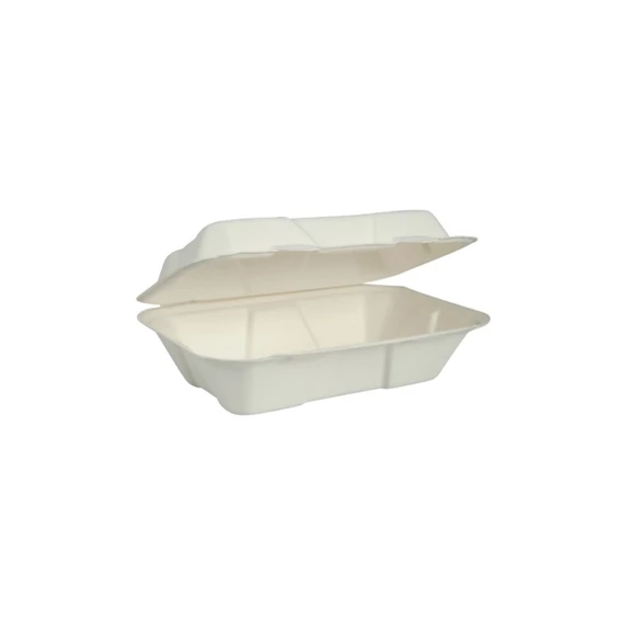Papírdoboz ételes 1 részes HP2, 18,28 x 13,71 x 6,85 cm komposztálható cukornád 150 db/csomag, natúr
