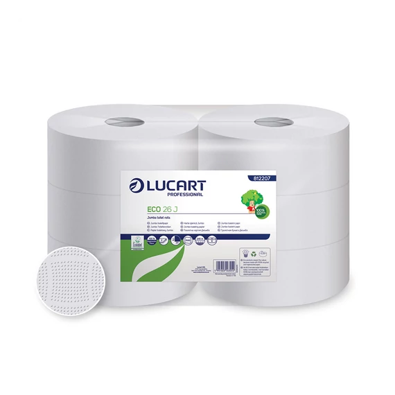 Toalettpapír 2 rétegű közületi átmérő: 26 cm 6 tekercs/karton 26 J EcoLucart_812207 fehér