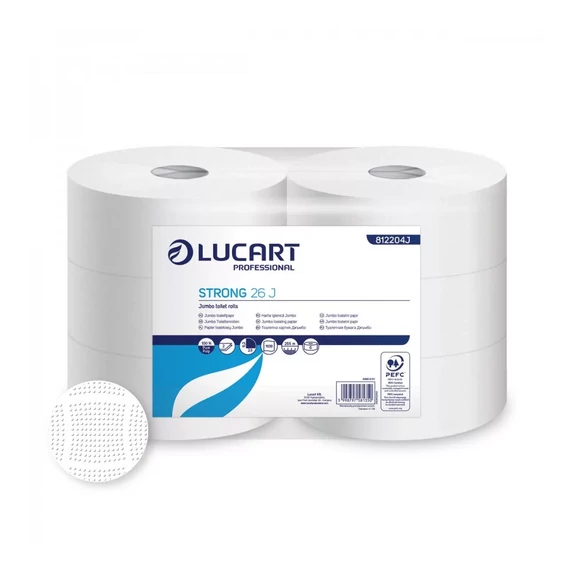 Toalettpapír 2 rétegű közületi átmérő: 26 cm 6 tekercs/csomag Strong 26 J Lucart _812204J hófehér