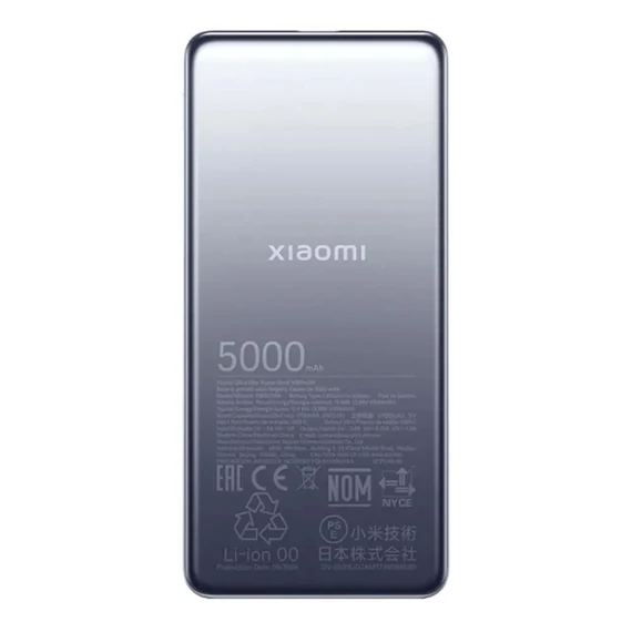 Töltő XIAOMI ULTRA SLIM vésztöltő Type-C aljzat (5000mAh, 20W, gyorstöltő) fekete