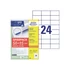 Kép 1/3 - Etikett címke, 70x37mm, univerzális, 65 lap, 24 címke/lap Avery, fehér