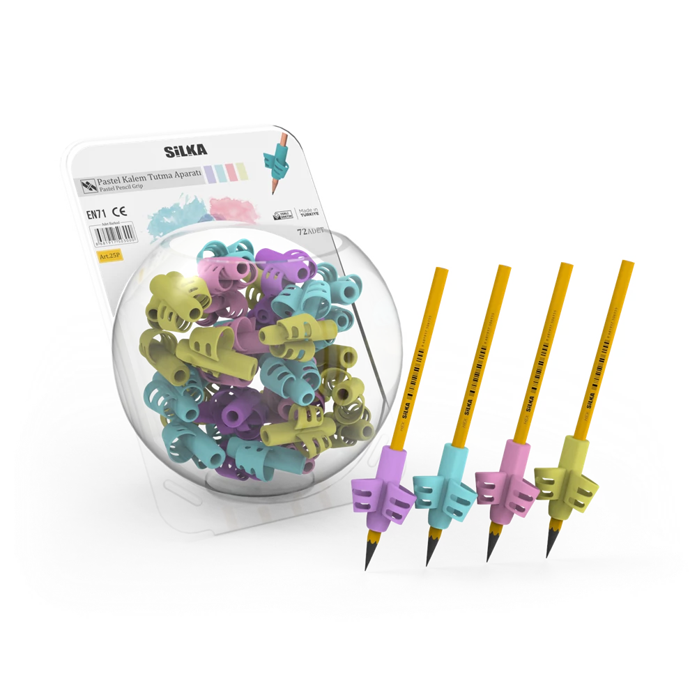 Ceruza markolat, fogássegítő, szilikon, pasztell, 72 db/display, Silka