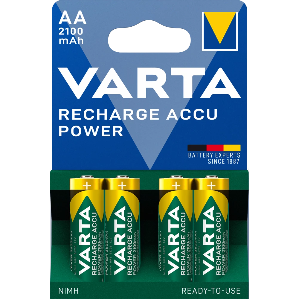 Elem tölthető akku előtöltött AA ceruza 2100 mAH Power 4 db/csomag, Varta