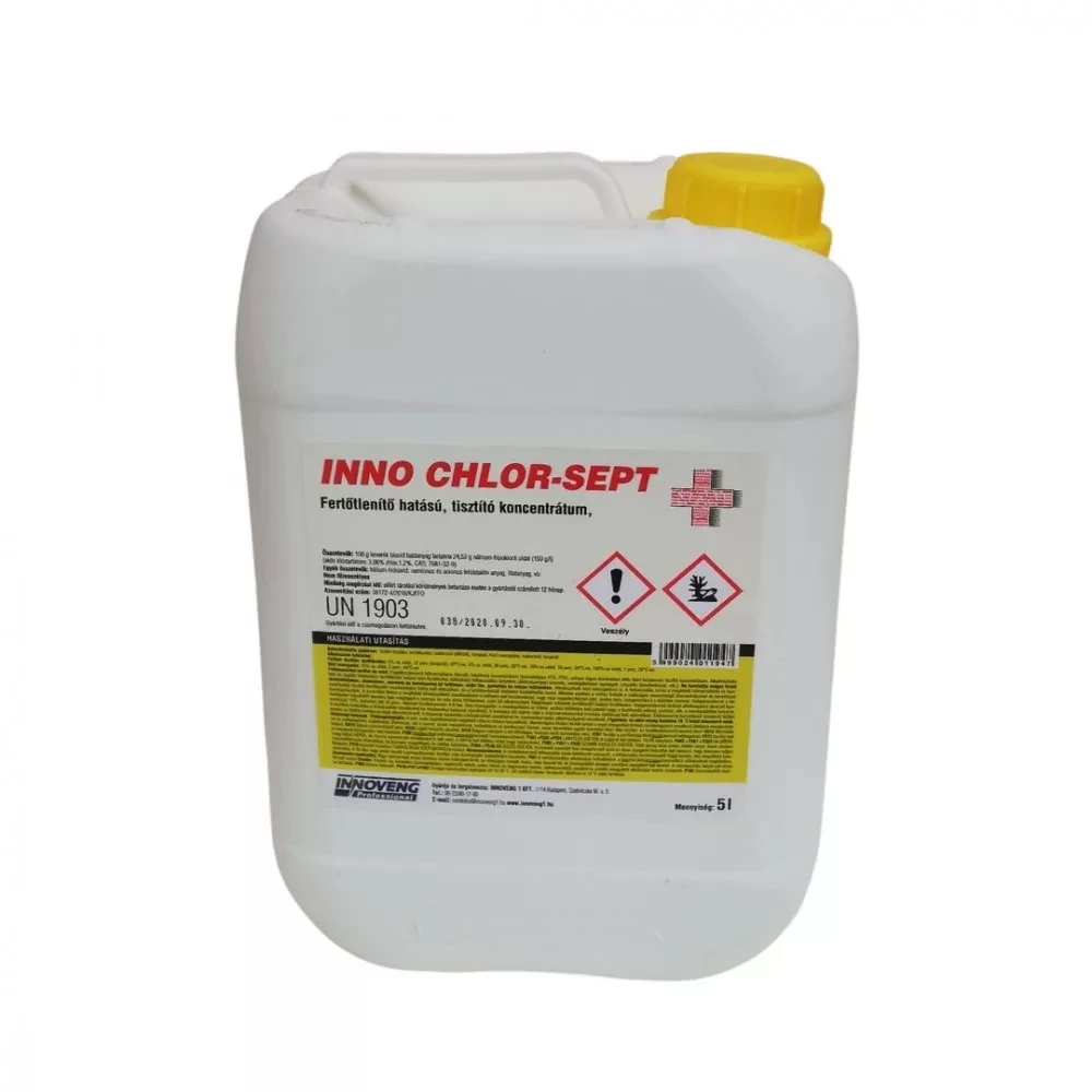 Fertőtlenítő hatású tisztítószer 5 liter klóros Inno Chlor-Sept