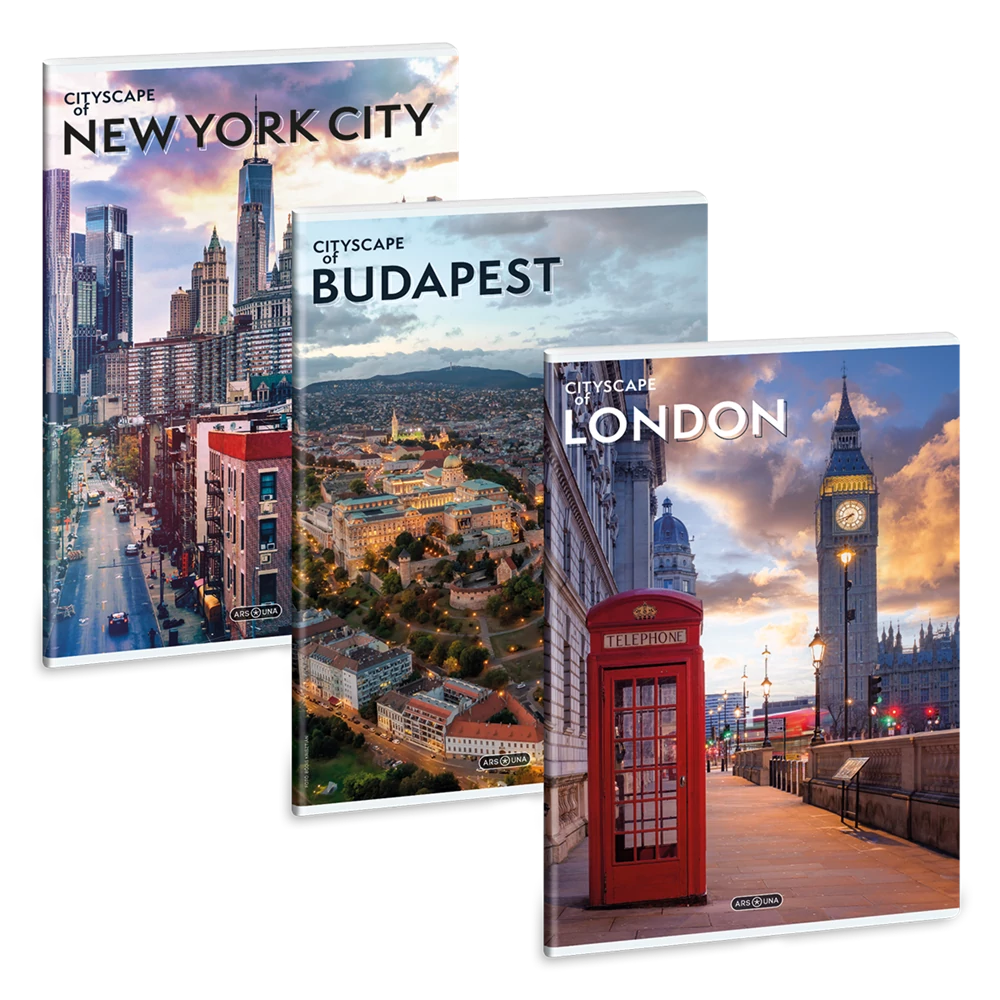 Füzet iskolai A4, 40lap, kockás Ars Una CITYSCAPE 10db/csomag