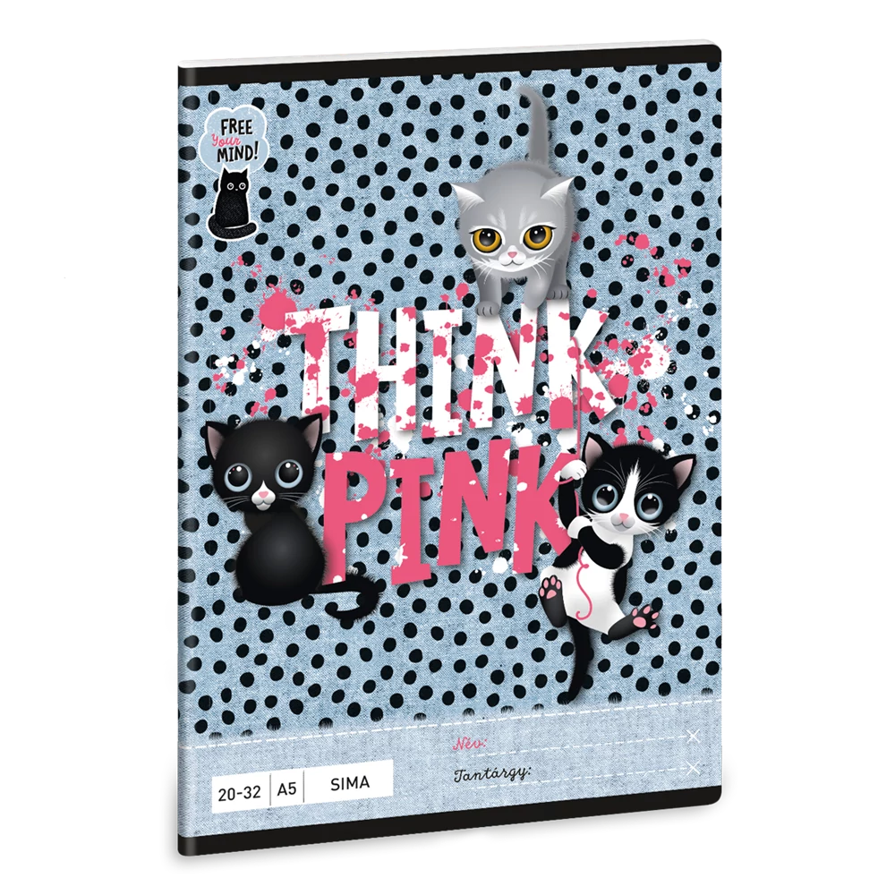Füzet iskolai A5, 32lap, sima 20-32 Ars Una THINK-PINK (5285) 23 10db/csomag