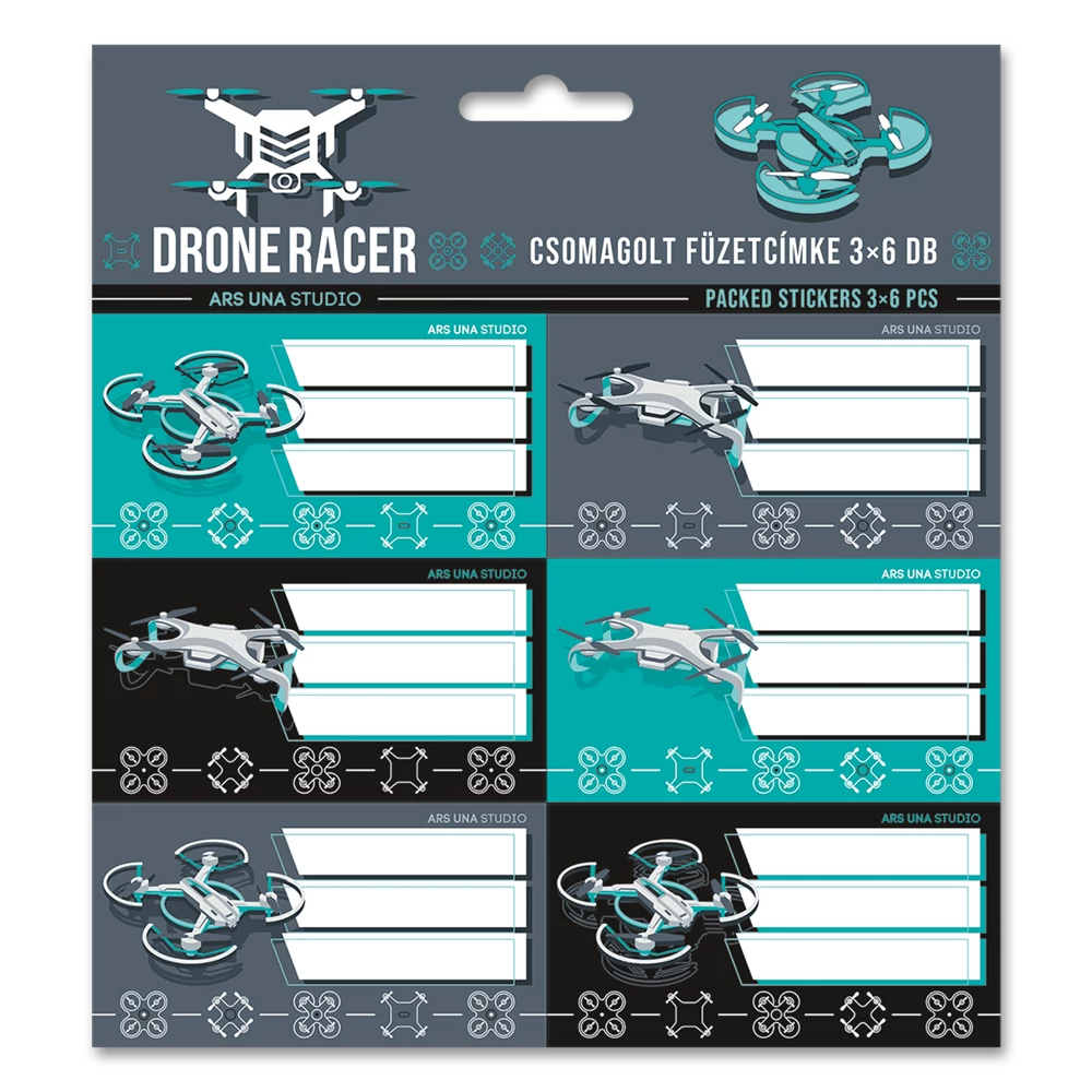 Füzetcímke (3*6 db) Ars Una DRONE RACER (5131) 22