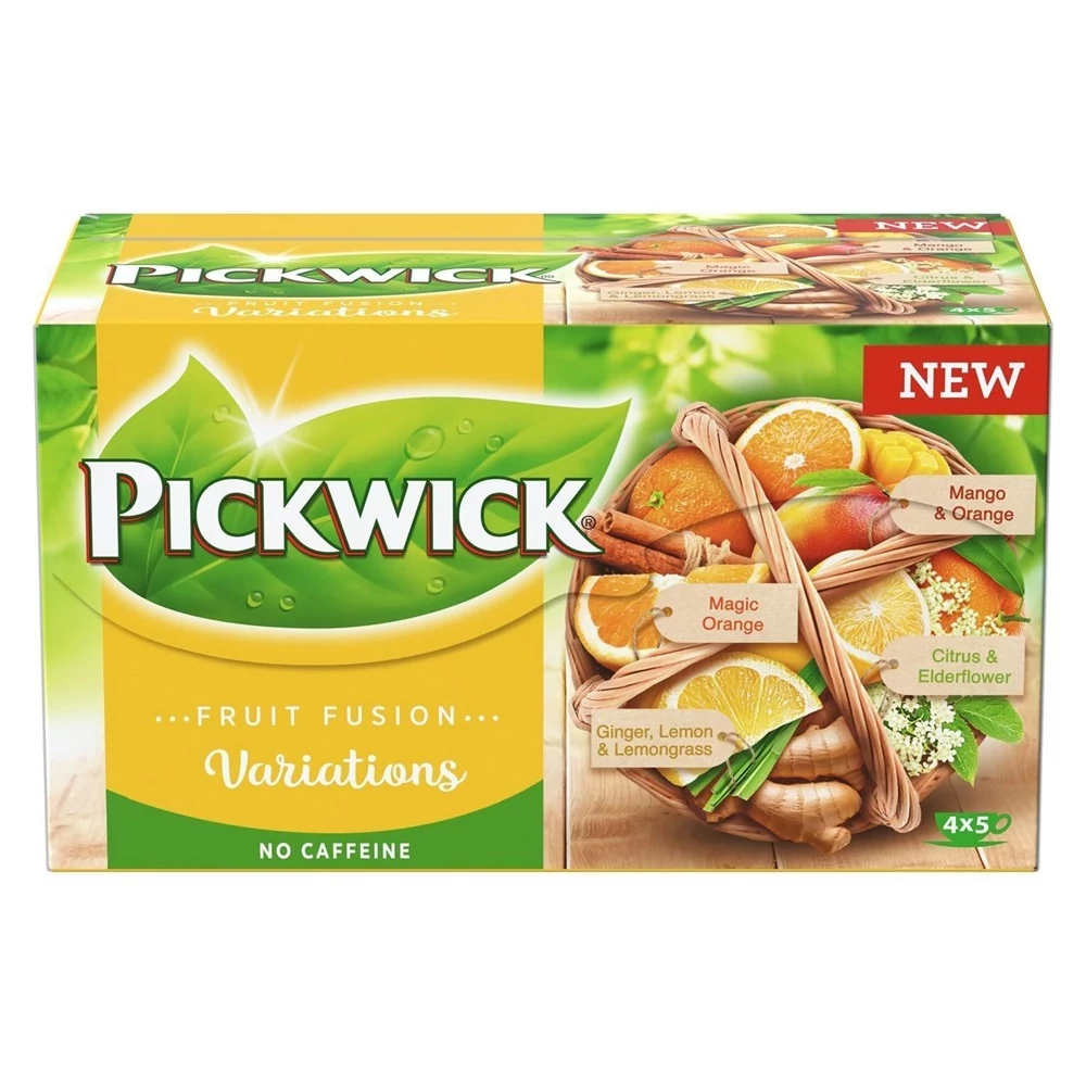 Gyümölcs tea 20x2 g Pickwick Fruit fusion SÁRGA citrom, narancs, mangó, gyömbér-citrom és bodzavirággal