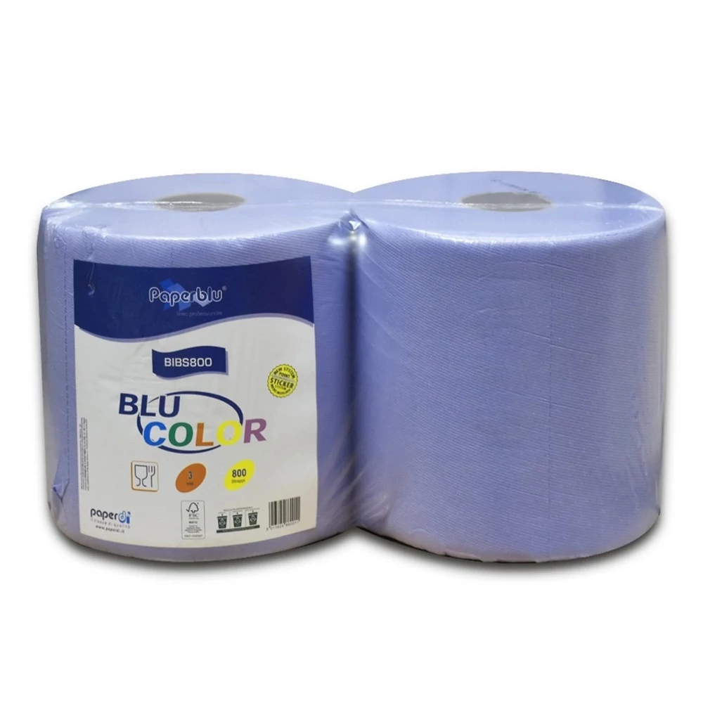 Kéztörlő 3 rétegű tekercses átmérő: 26 cm 100% cellulóz 1 tekercs BLU COLOR Bluering_BIBS800 kék