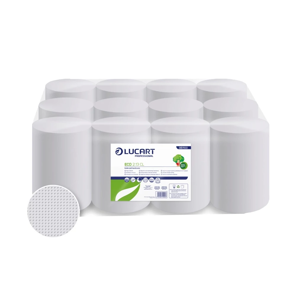 Kéztörlő tekercses 2 rétegű átmérő: 13 cm fehér duda nélküli 12 tekercs/karton EcoLucart 2.13 CL_861100