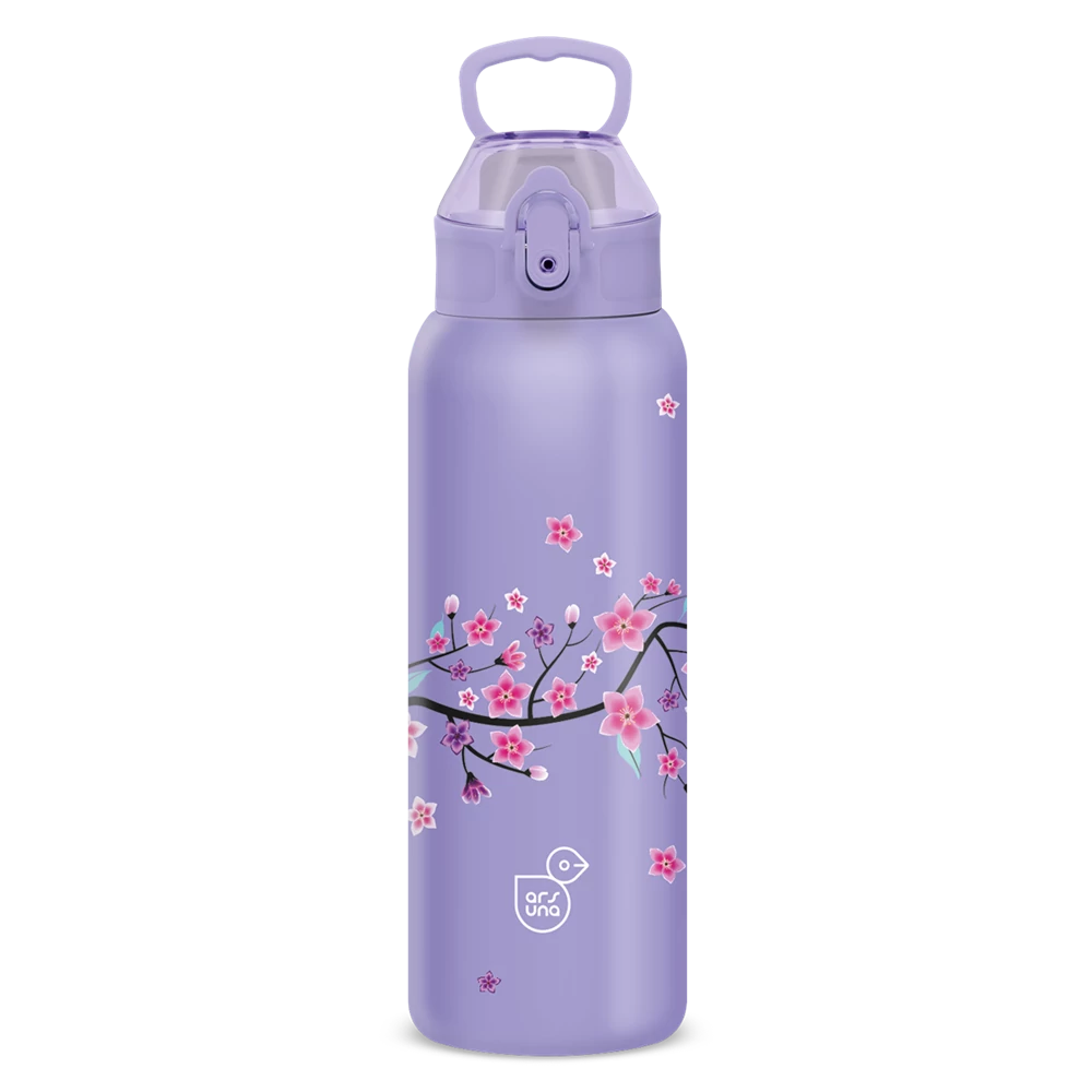 Műanyag duplafalú fémkulacs 700ml Ars Una Snow Flower-purple