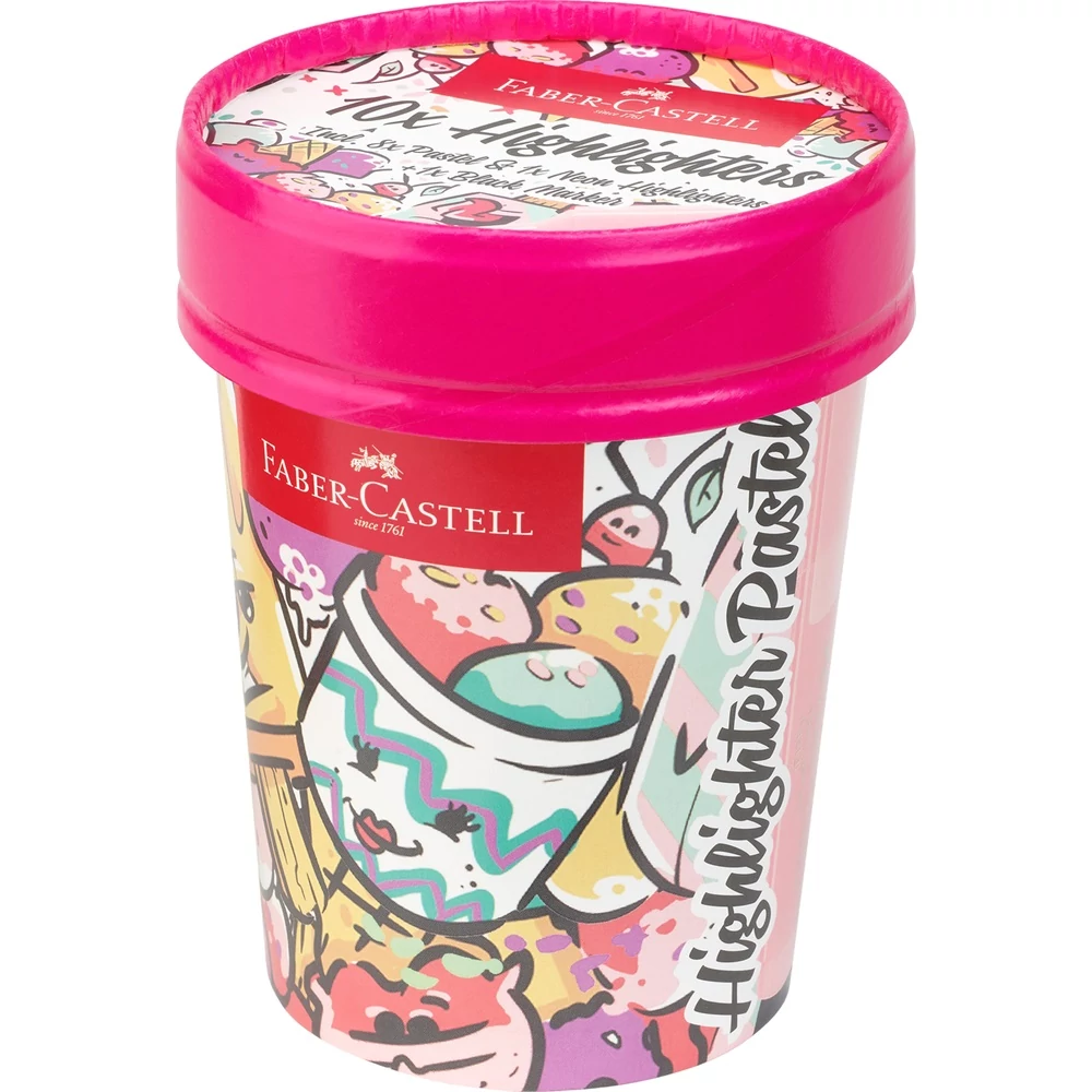 Szövegkiemelő készlet 1-5mm vágott,papír pohárban Faber-Castell 46 pasztell 10klf. szín