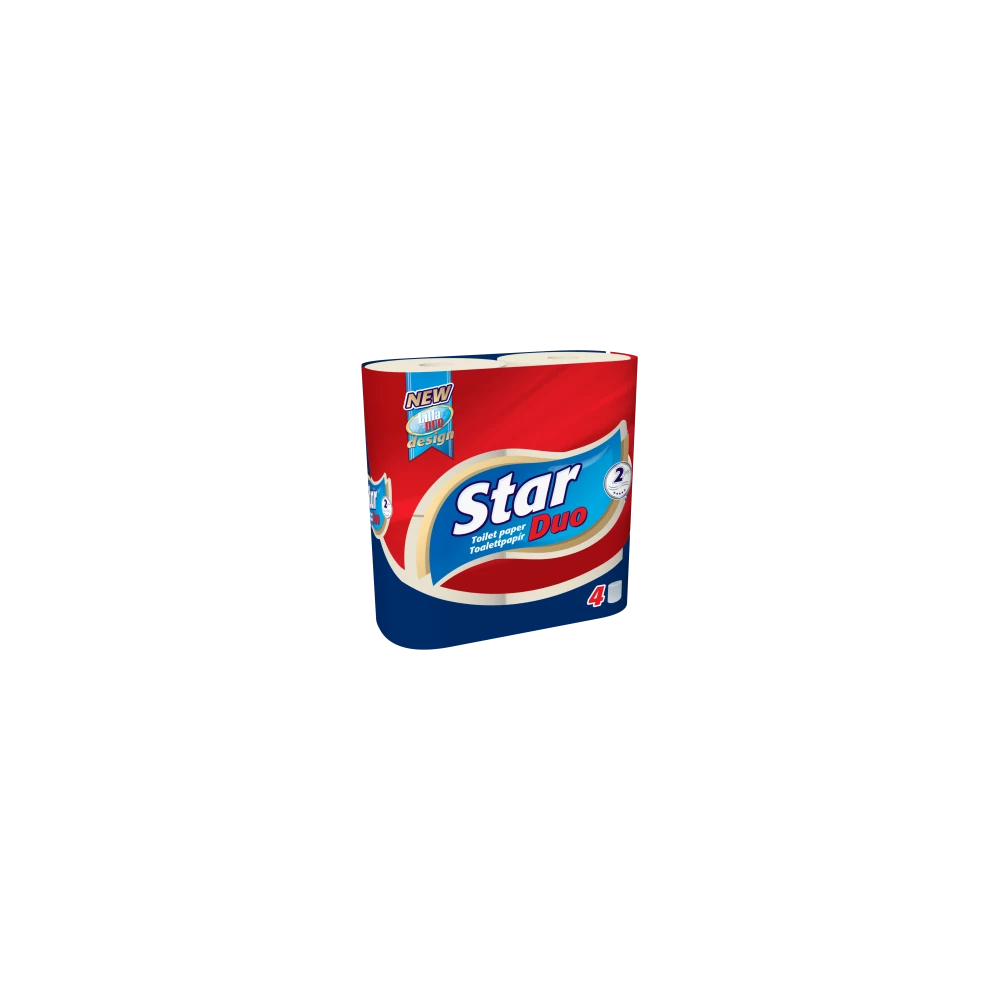 Toalettpapír 2 rétegű kistekercses 100% cellulóz 4 tekercs/csomag Star Duo