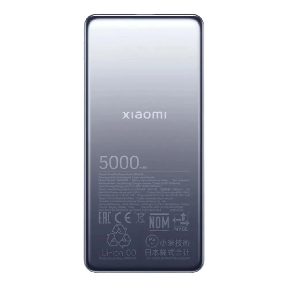 Töltő XIAOMI ULTRA SLIM vésztöltő Type-C aljzat (5000mAh, 20W, gyorstöltő) fekete