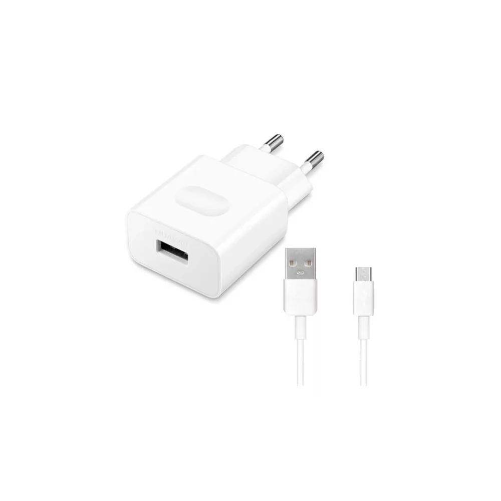 Töltő hálózati HUAWEI USB aljzat (18W, gyorstöltő + C02450768A microUSB kábel) fehér